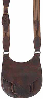 Hunting Pouch, 
elk tanned leather, 11-1/2" by 10", beaver tail flap
